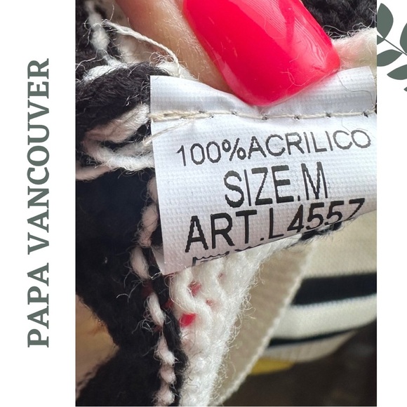 Papa Vancouver Cowl Neck Stripe Multi Color Sweater Tan Black Red White Medium - Picture 7 of 7